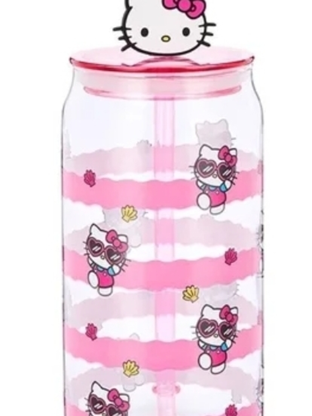 New glass tumbler cup of sanrio hello kitty with lid and straw 610 ml
